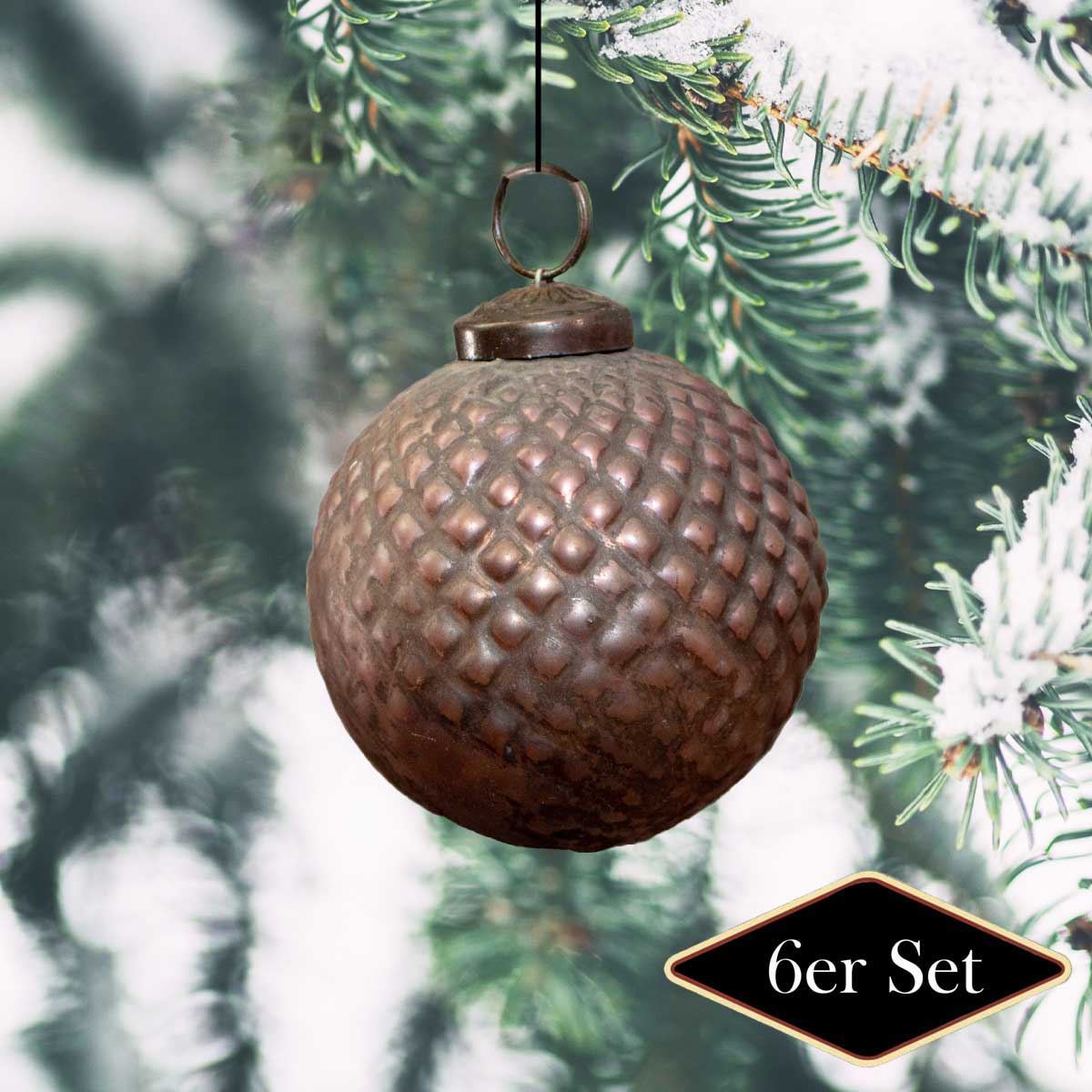 Christbaumkugelset, Violett, Struktur, S, Baumschmuck, Weihnachten, 6er Set