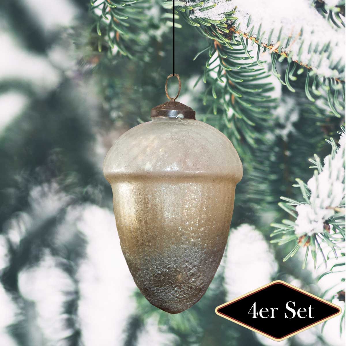 Christbaumkugeln in Nuss-Form, weiß, XXL, Christbaumkugeln, Weihnachten, 4er Set