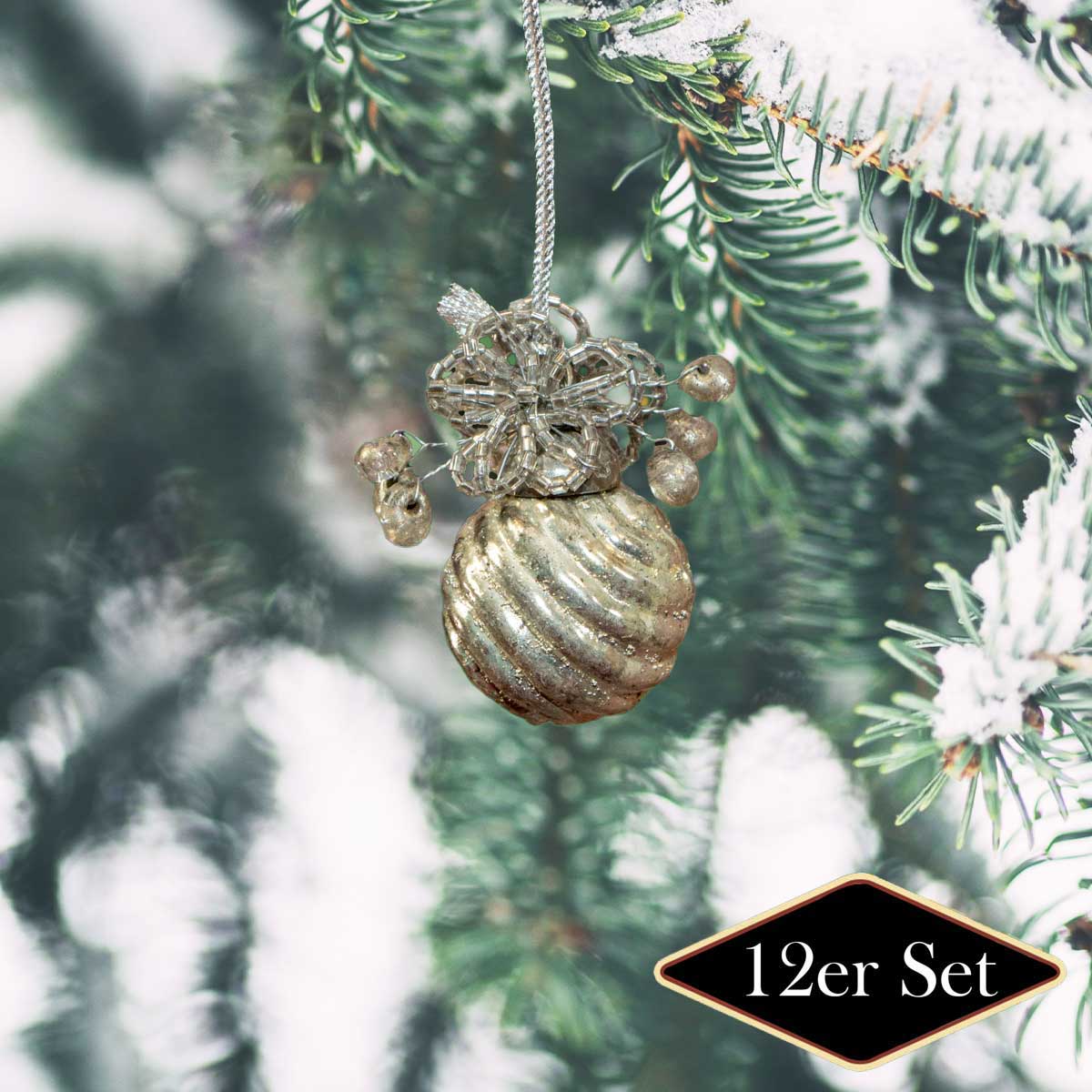 Christbaumkugeln, Silber-gold, Baumschmuck, Weihnachten, 12er Set