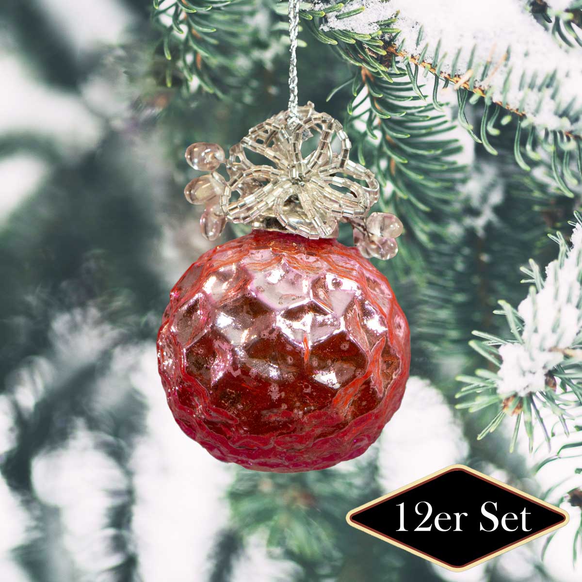 Christbaumkugeln, Pink, Baumschmuck, Weihnachten, 12er Set