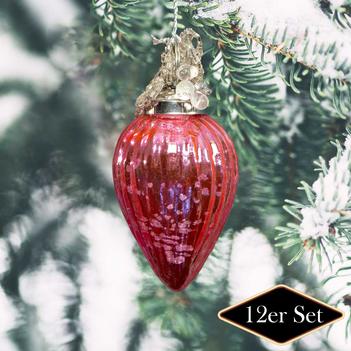 Christbaumkugeln, Pink, Zapfen, Baumschmuck, Weihnachten, 12er Set