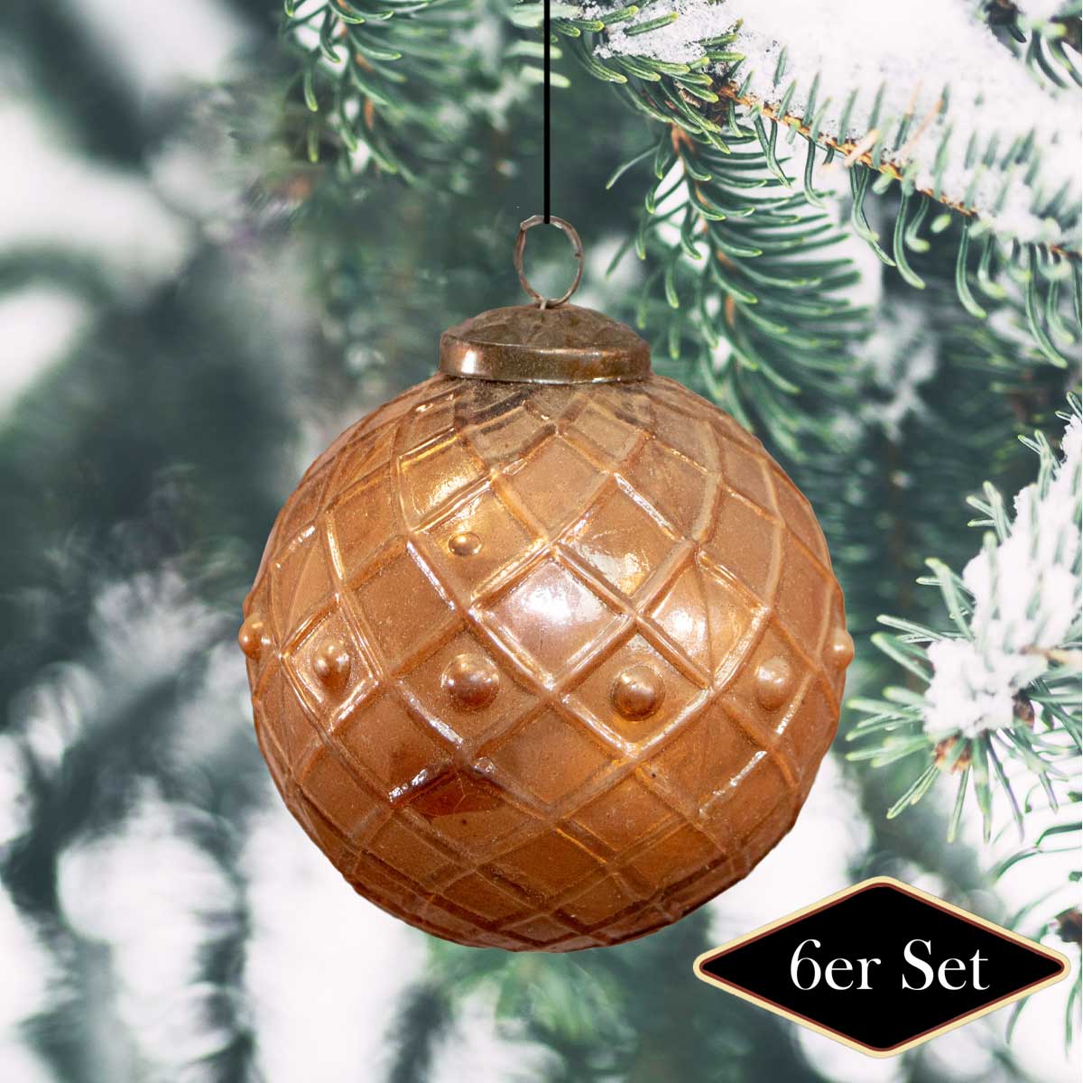 Christbaumkugeln, Gold-braun, XL, Baumschmuck, Weihnachten, 6er Set