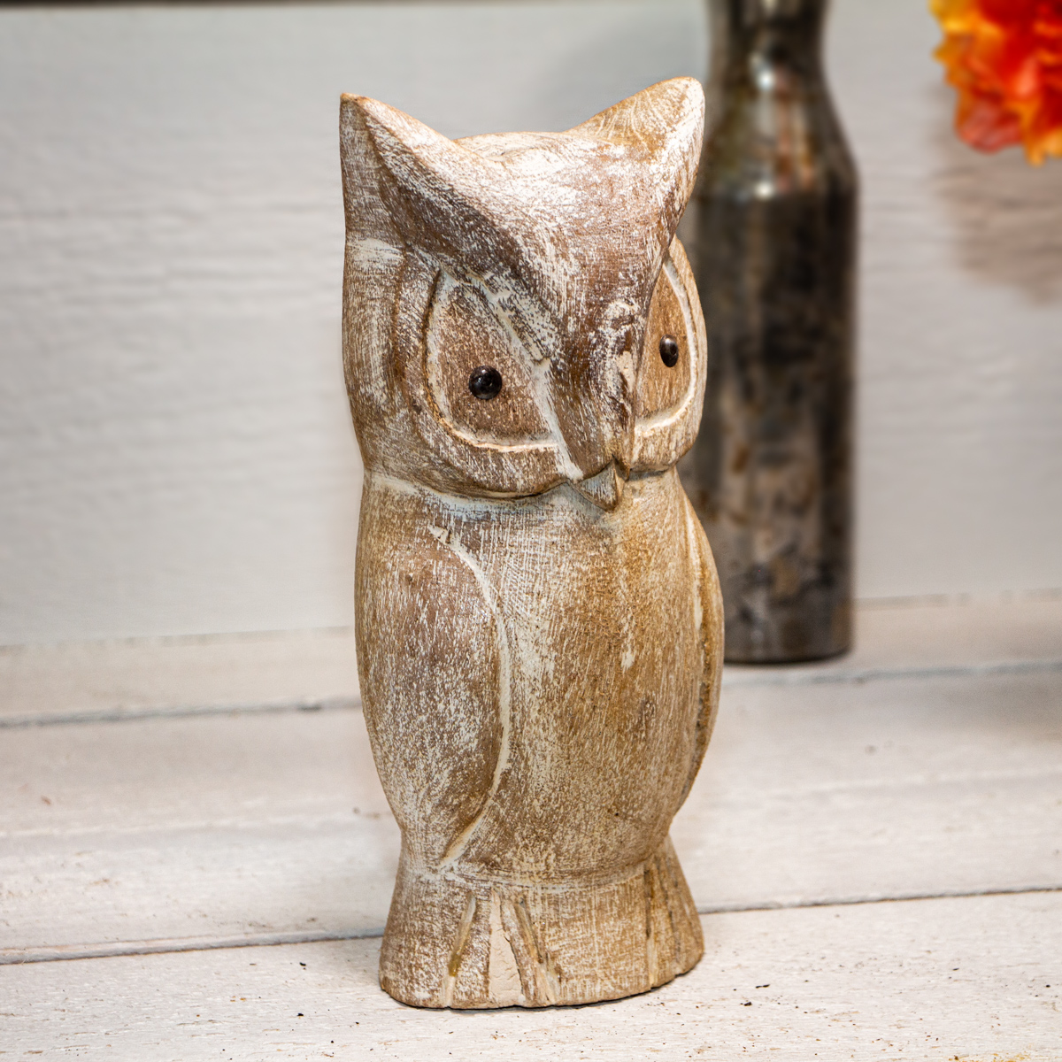 Schleiereulen Figur, Gartenfigur, Holzfigur, Tiere, Tierfiguren, Dekoration