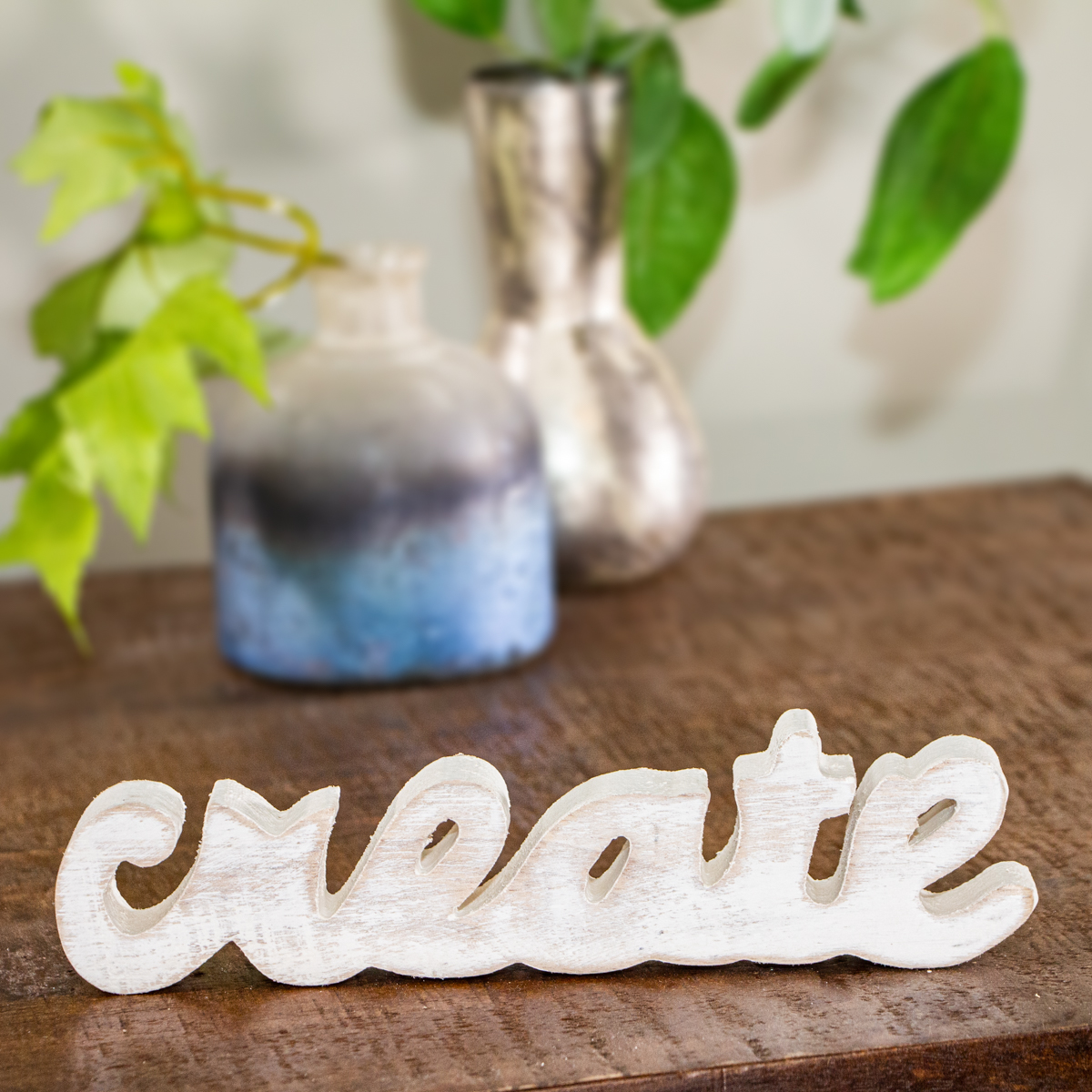 Holzdeko, 'Create', Weiß, Dekoration