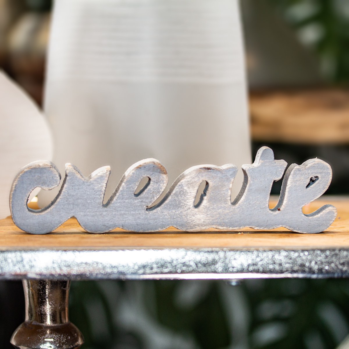 Holzdeko, 'Create', Blau, Dekoration