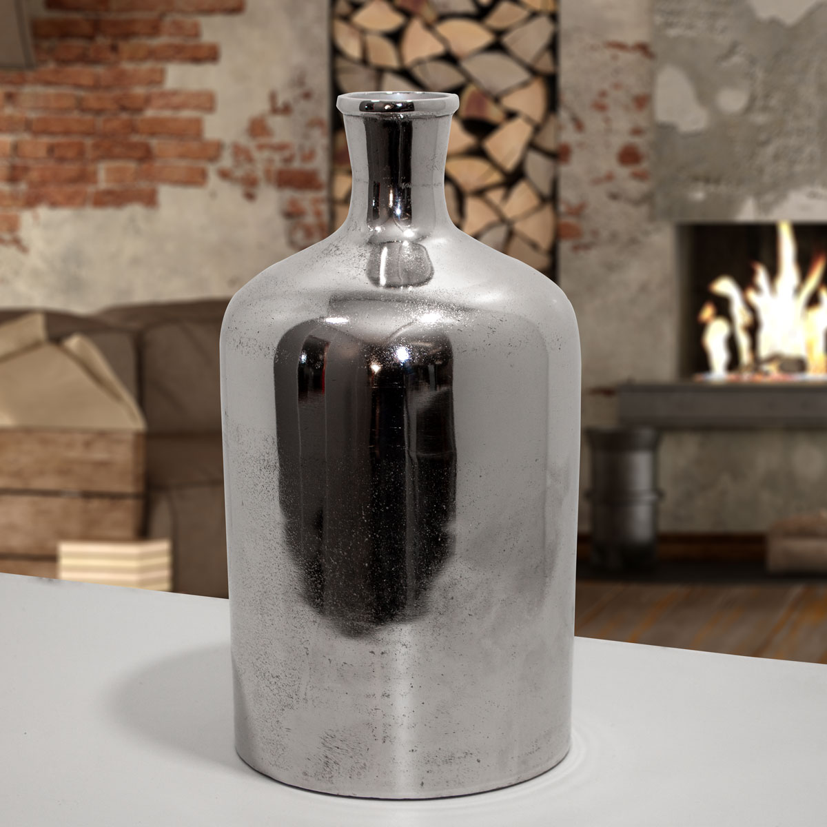 Aluminium Vase, Flaschenform, Vase, Dekoration