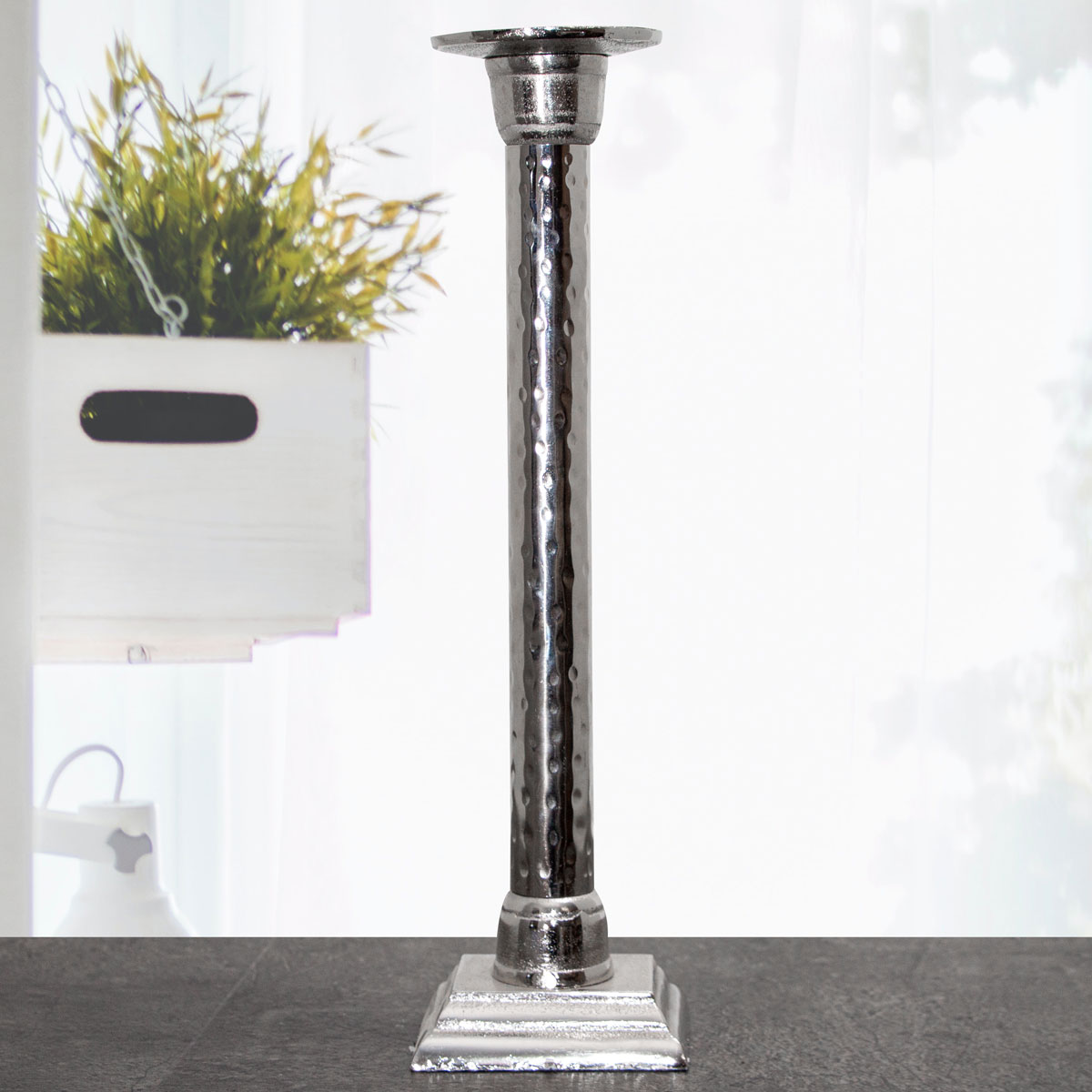 Kerzenhalter, Aluminium, rund, Dekoration, Struktur - H.37cm