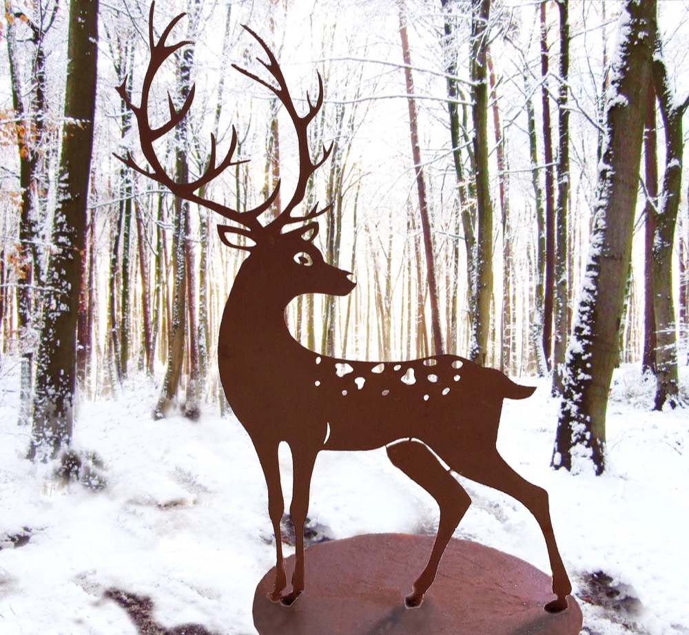 Metall Hirsch Edelrost Winter Dekoration Antiker Garten - Weihnachten Tischdeko