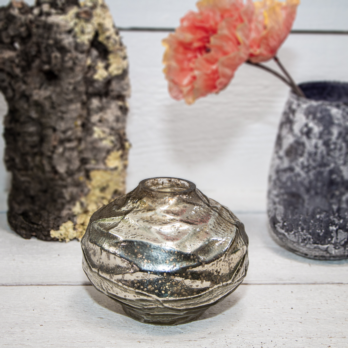 Dekovase, Struktur, Chabby Chic | Glas, Gold | H 12,5 x B 15,0 cm