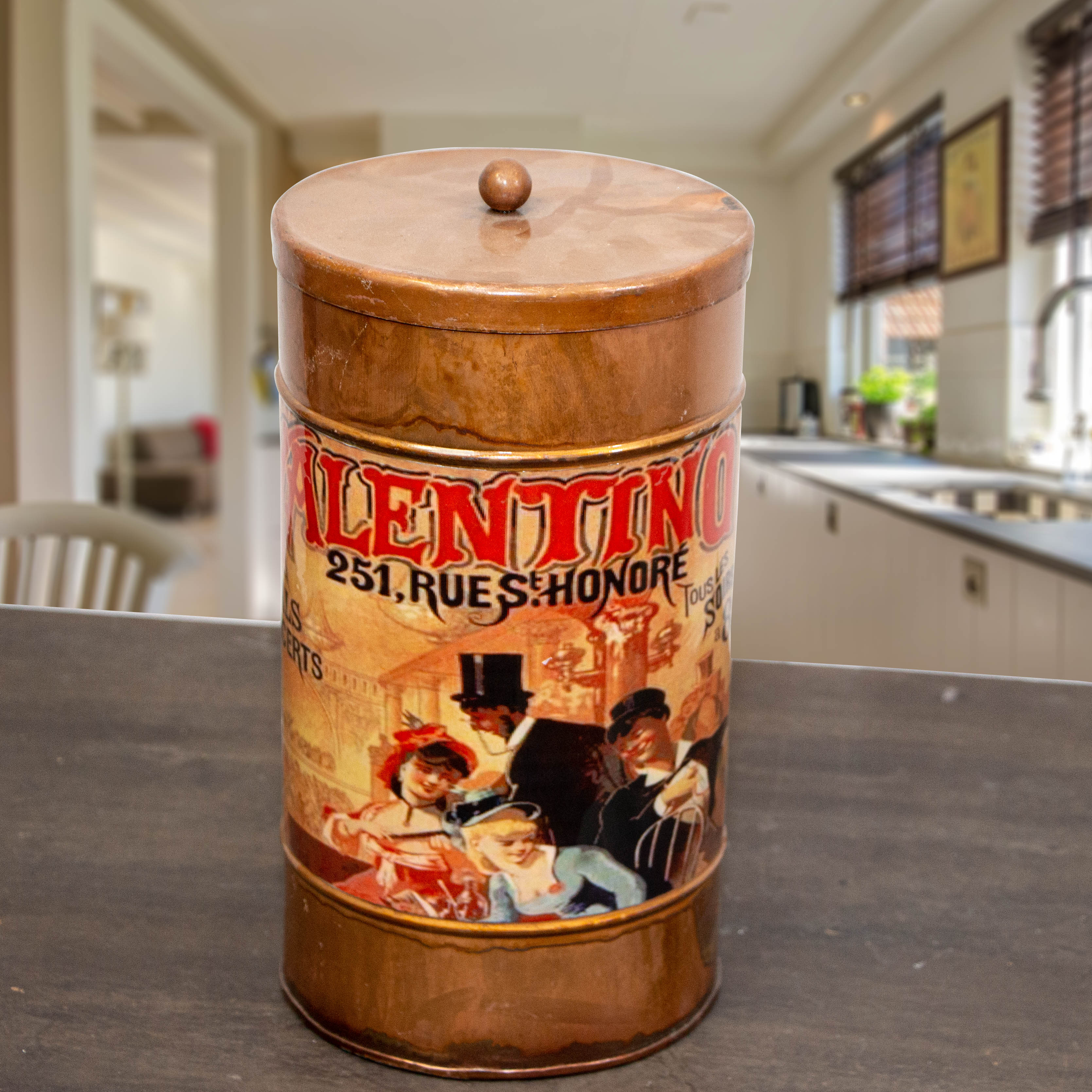 Aufbewahrungsdose, groß, rund, Braun, Eisen, Dose, Dekoration