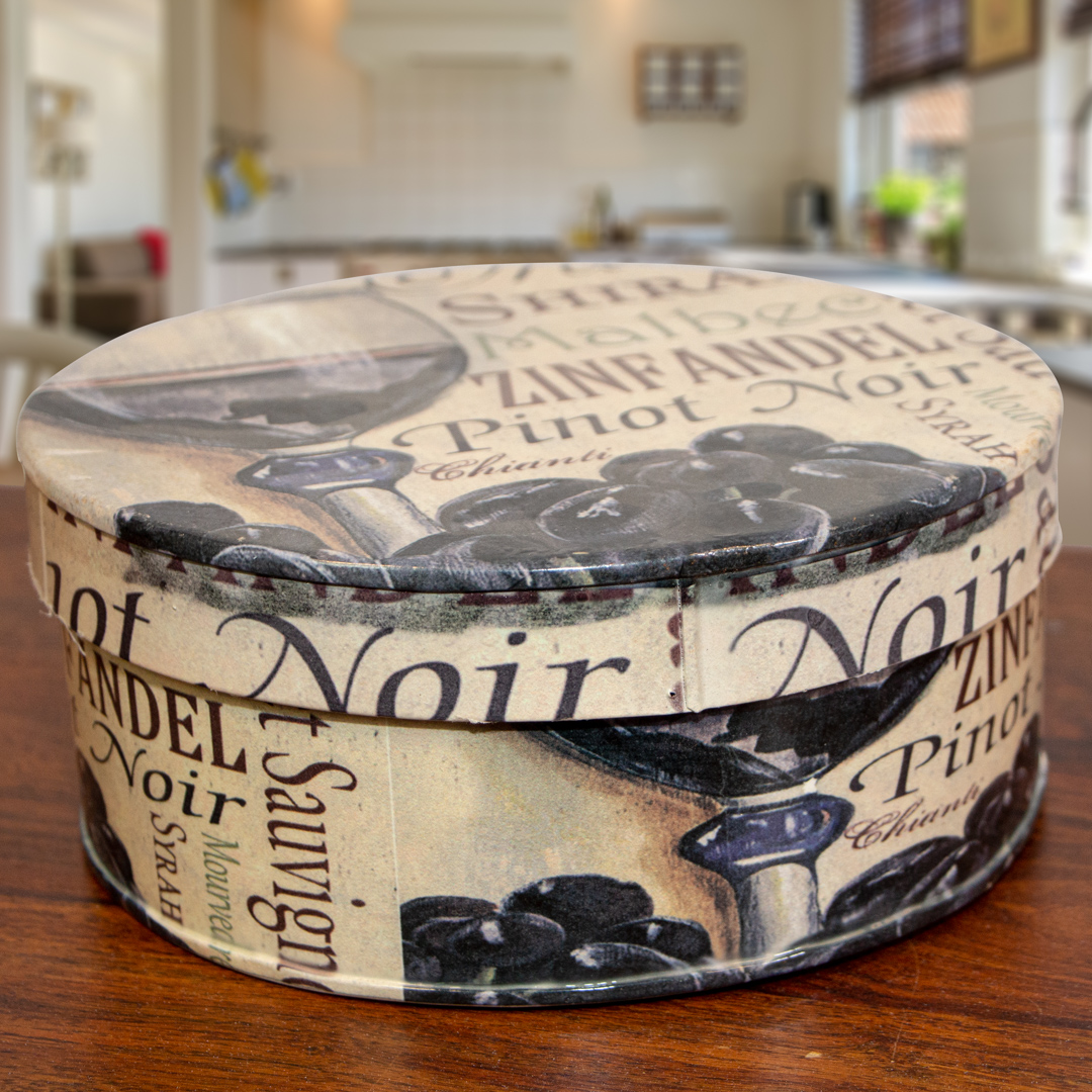 Keksdose, klein, rund, Silber, Eisen, Dose, Dekoration, Wein