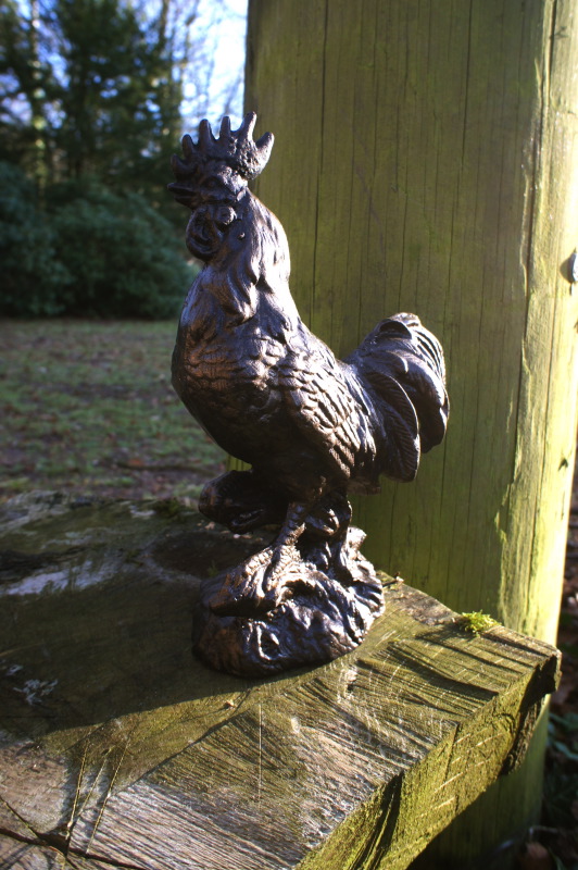 Hahn Tierfiguren in Bronze-Optik, hochwertig detailgetreue Tier Huhn