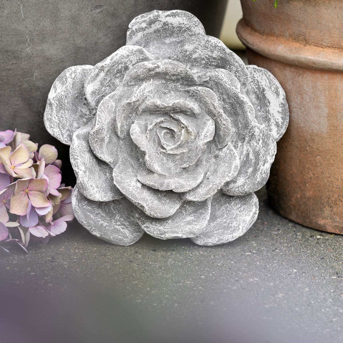 Steinblüte groß | Steinguss, grau | H 15cm x T 6cm