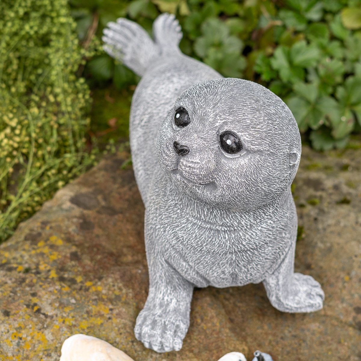 Seehund groß | Steinguss, grau | H 19cm x T 34cm