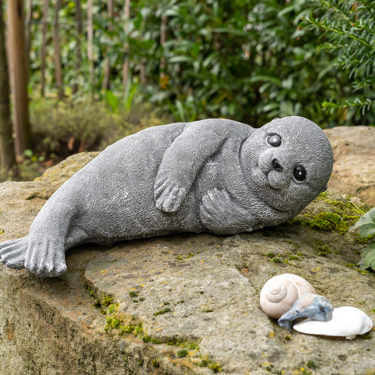 Seehund nach links blickend | Steinguss, grau | H 11cm x T 29cm
