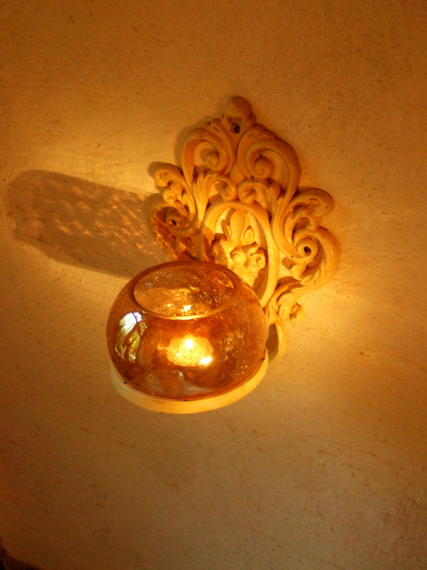 Kerzenhalter fürs Bad -tolles Windlicht Glaskugel im Kolonialstil