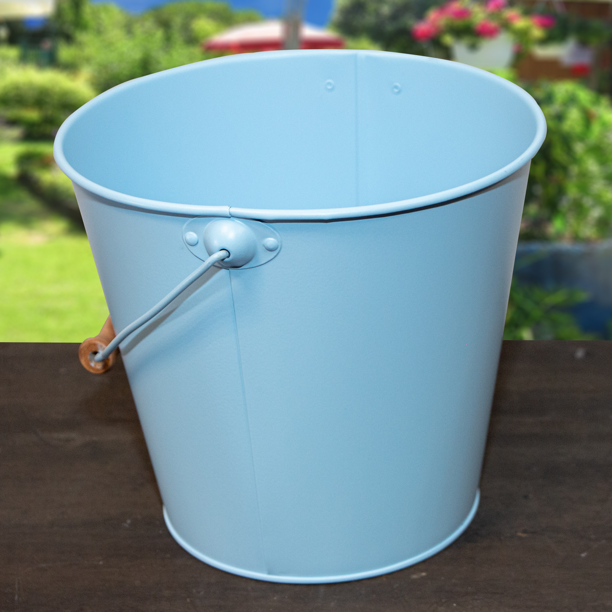 Blecheimer, Hellblau, Pflanzenkübel, Eimer als Deko