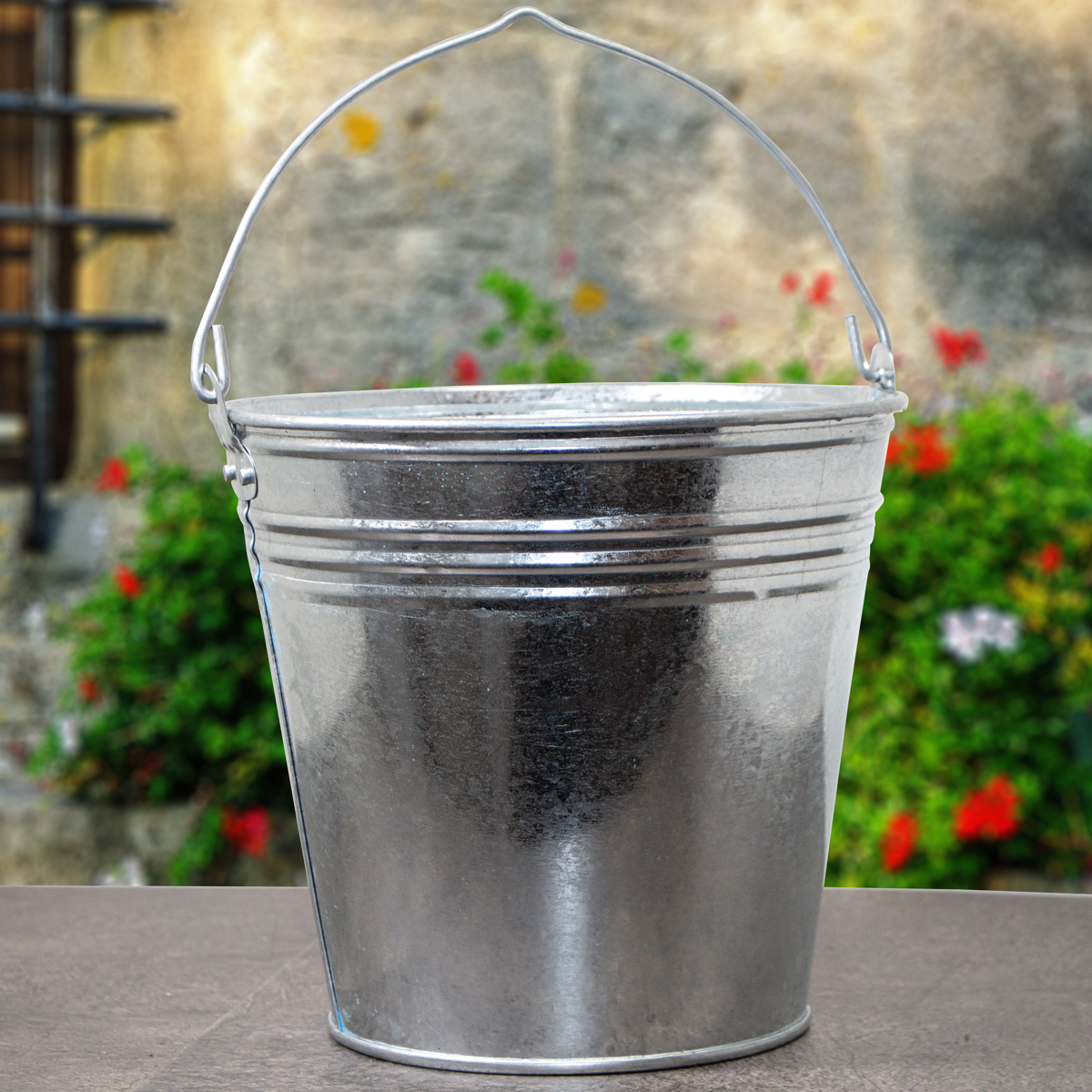 Eimer aus Zink, Groß, mit Henkel