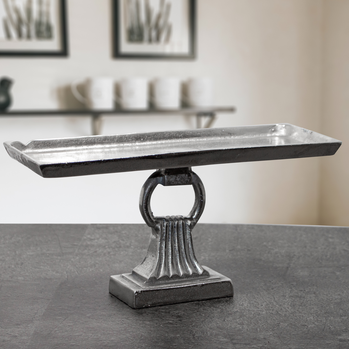 Etagere, 1 Etage, Rechteckig, Aluminium, mit Ring, Auslage