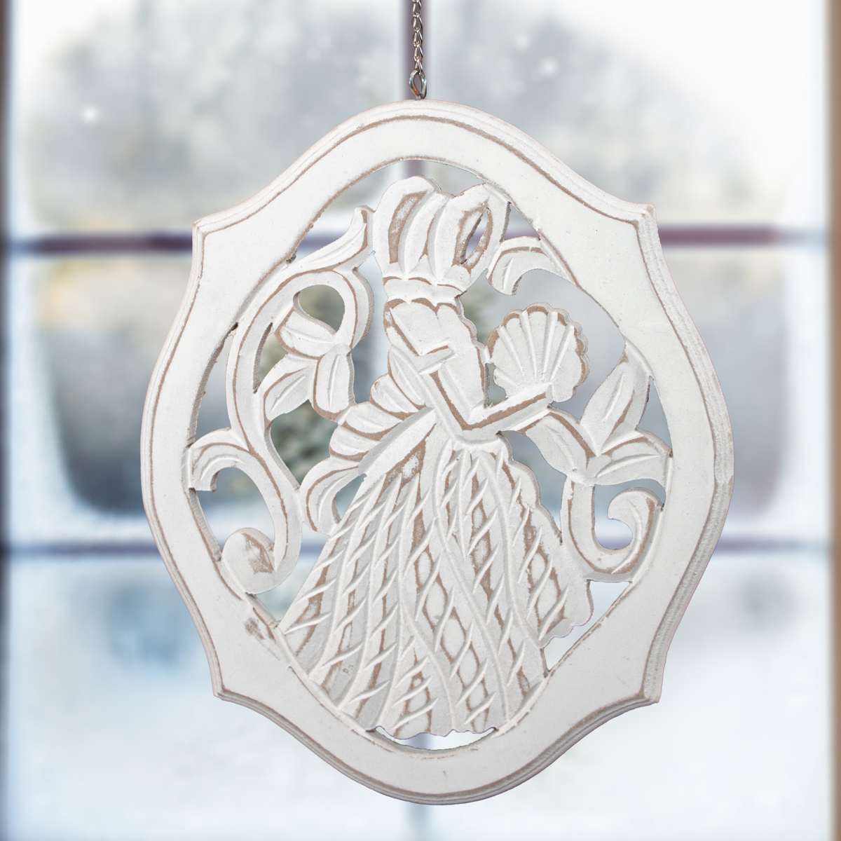 Fensterschmuck, Klein, Lady, Holz, Weiß, Dekoration, Deko, Chabby Chic