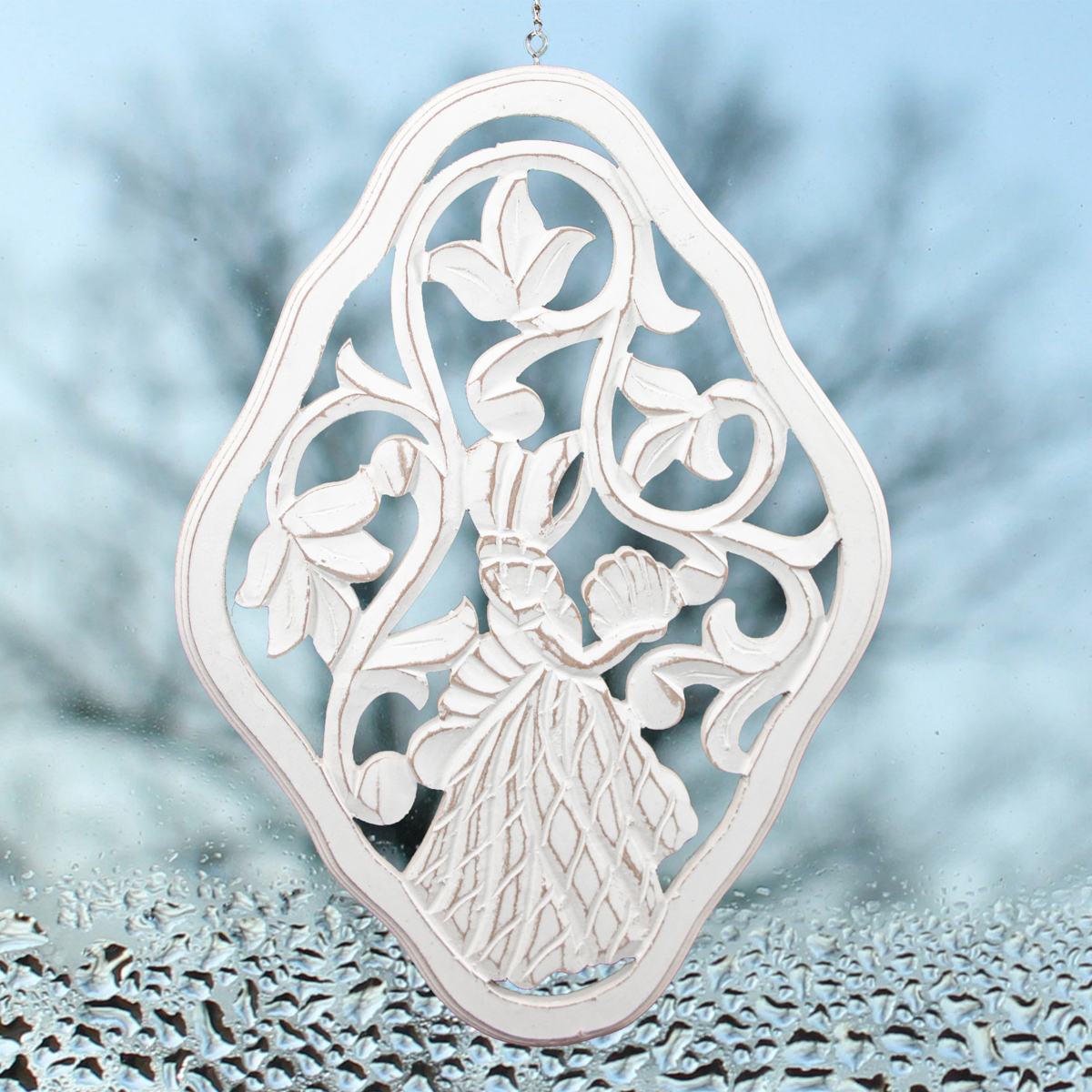 Fensterschmuck, Groß, Lady, Holz, Weiß, Dekoration, Deko, Chabby Chic