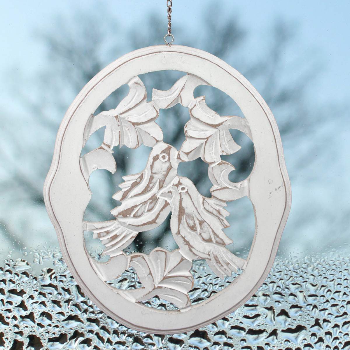 Fensterschmuck, Klein, Vögel, Holz, Weiß, Dekoration, Deko, Chabby Chic