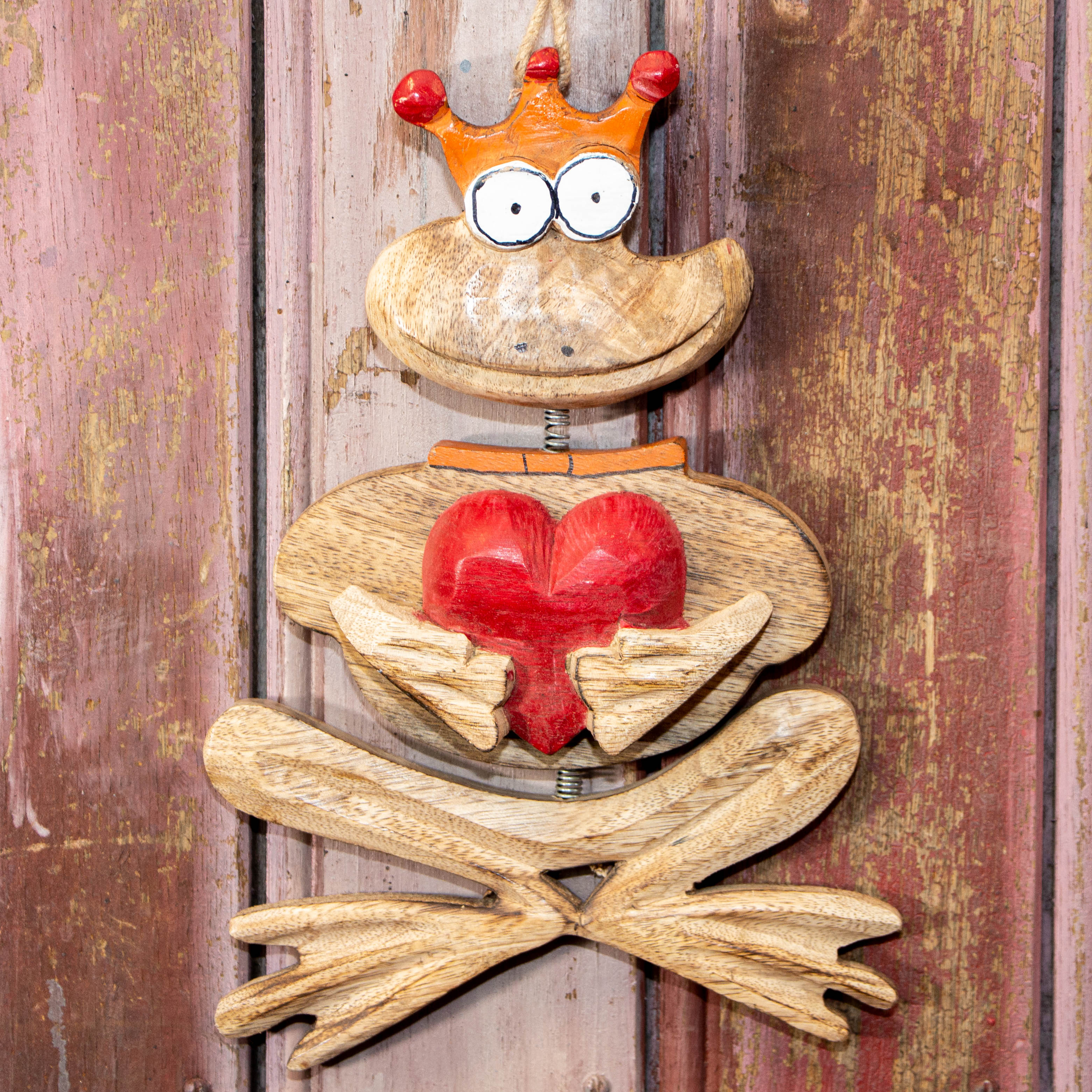 Fensterschmuck Frosch, XXL, Holzfigur, Froschkönig, Dekoration