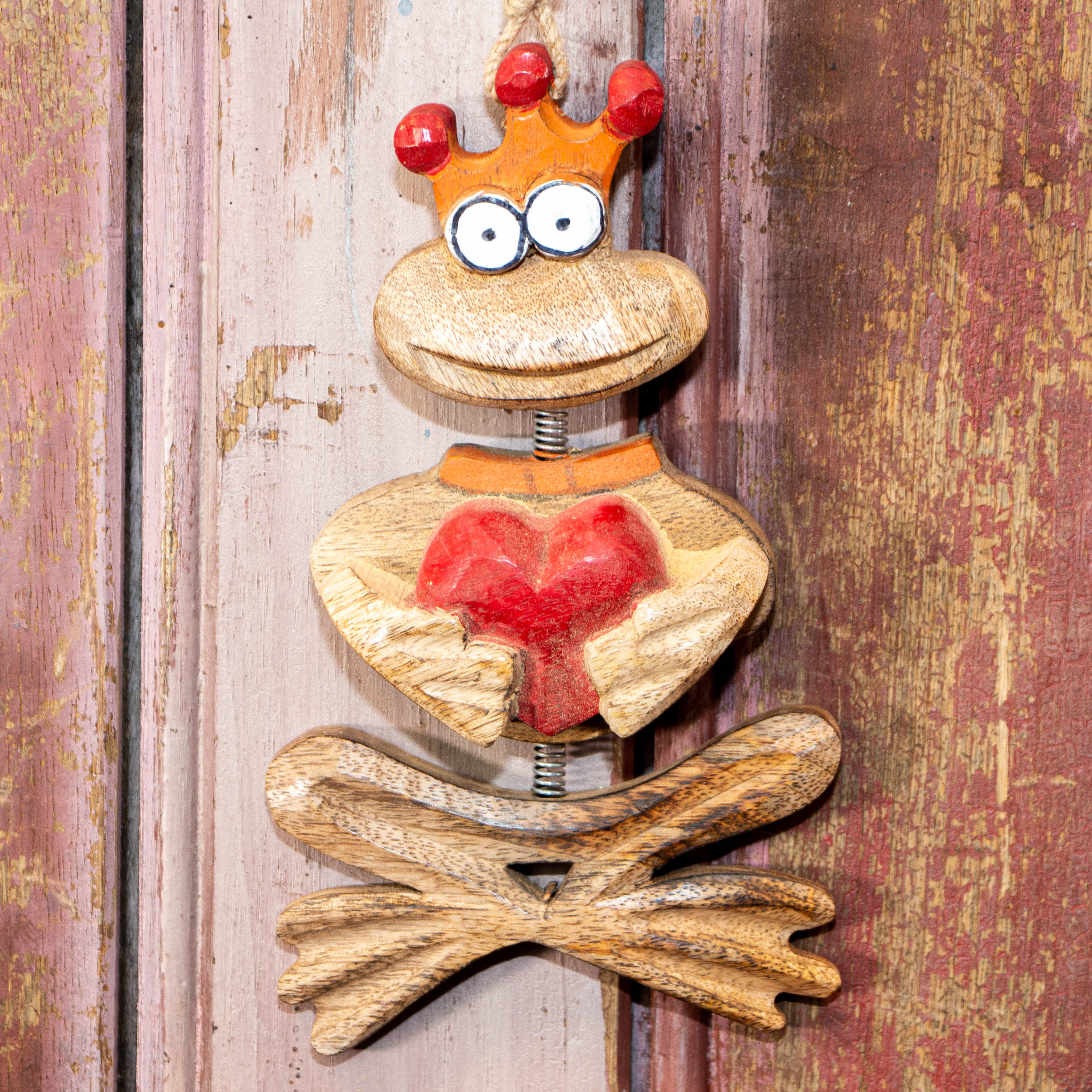 Fensterschmuck Frosch, S, Holzfigur, Froschkönig, Dekoration