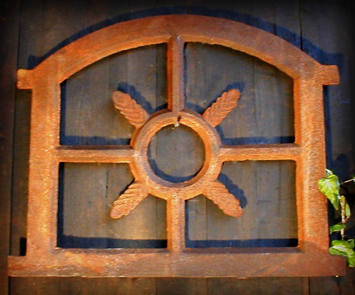 Eisenfenster Sprossenfenster Stallfenster für Gartenmauer Fenster Eichenblatt gr