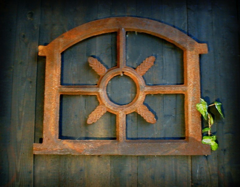 Eisenfenster Stallfenster für Gartenmauer antik Sprossenfenster Fenster Eiche kl