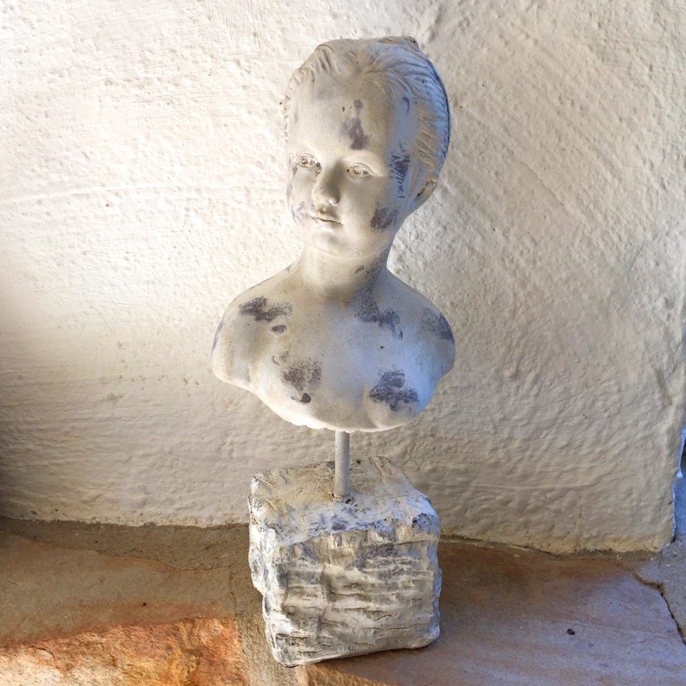 Frauenkopf Büste Tisch Skulpturen - Steinfiguren Fenster Dekoration Gartentisch