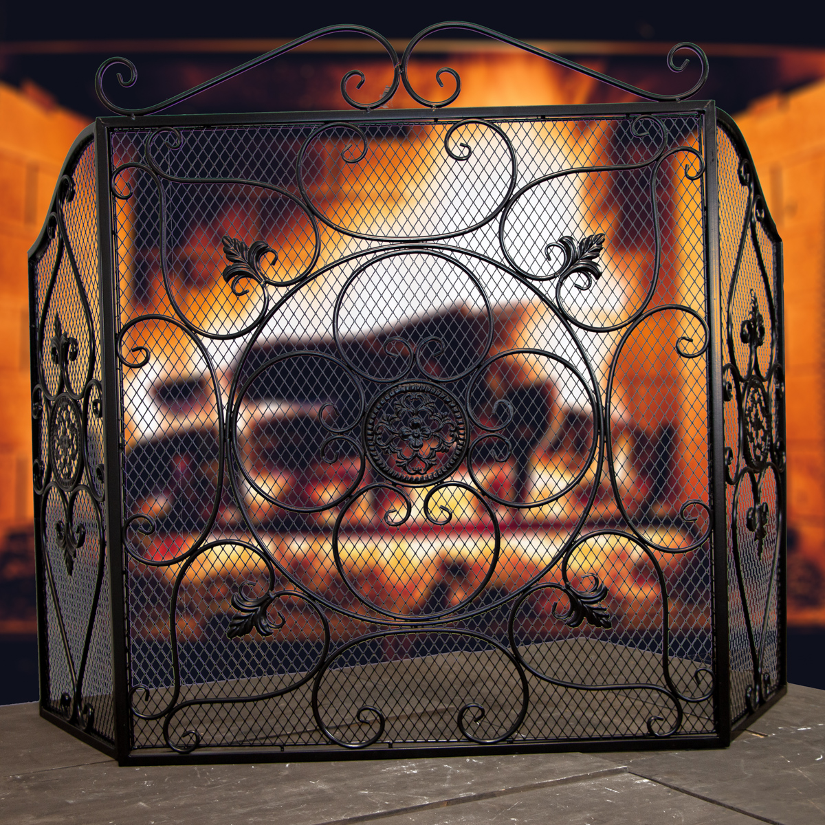 Kaminschutz mit Netz, Funkenschutz, Schutzgitter,Gitter für den Kamin,Ofenschutz