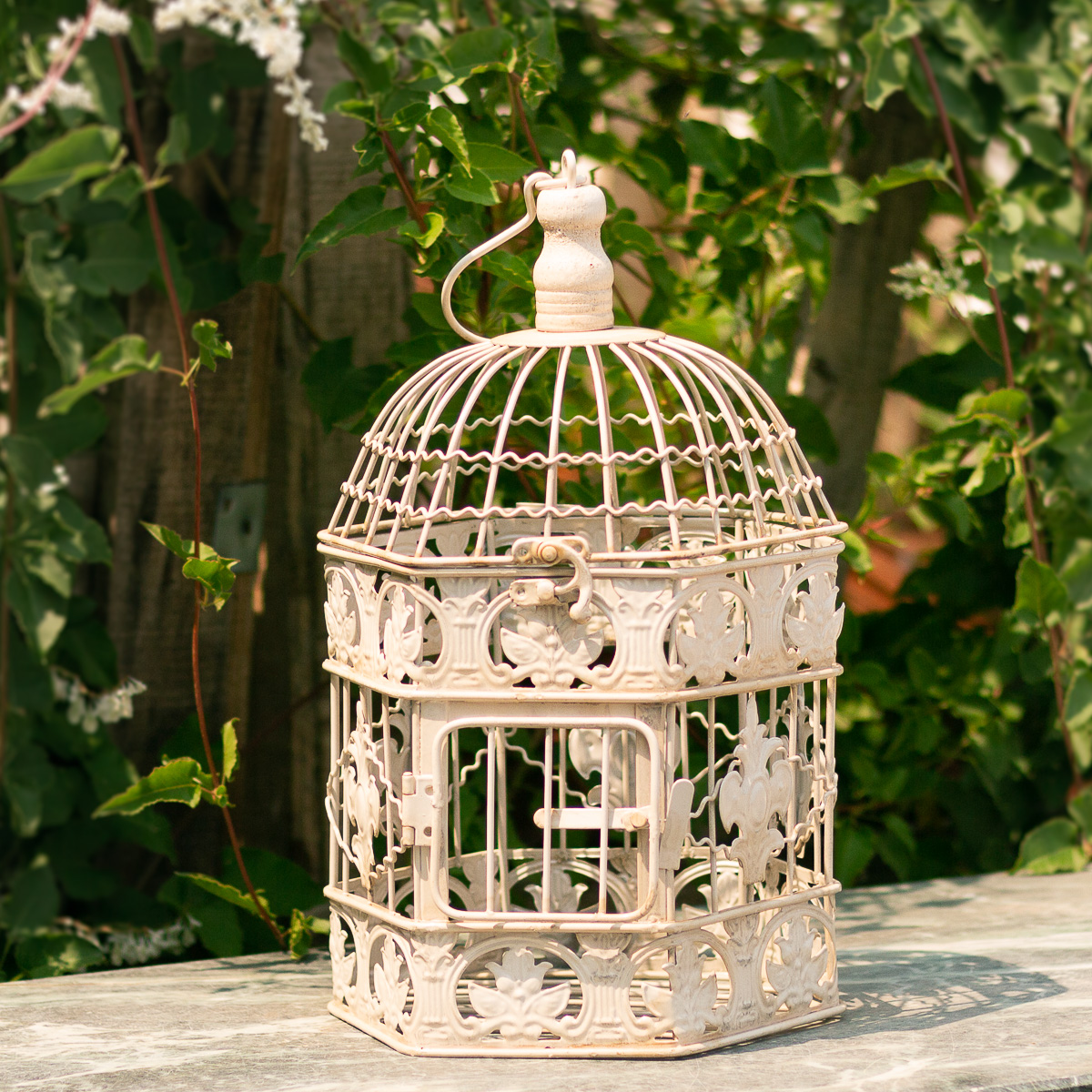 Vogelkäfig filigran, Blumenampel, Hängeampel, Nostalgie Dekoration Terrasse