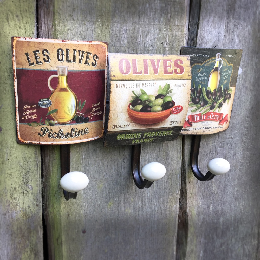 Mediterrane Garderobe - Oliven Motiv Garderobe Haken Geschirrtuch Aufhänger