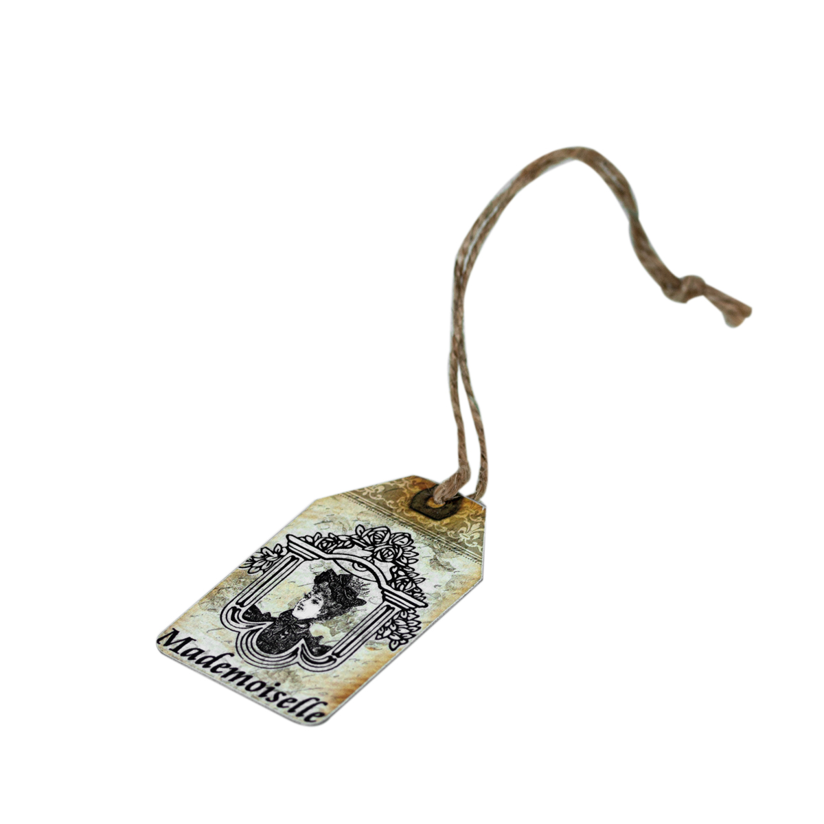 Metallschild, Motiv 'Mademoiselle', Dekoration, wie antikes Motiv