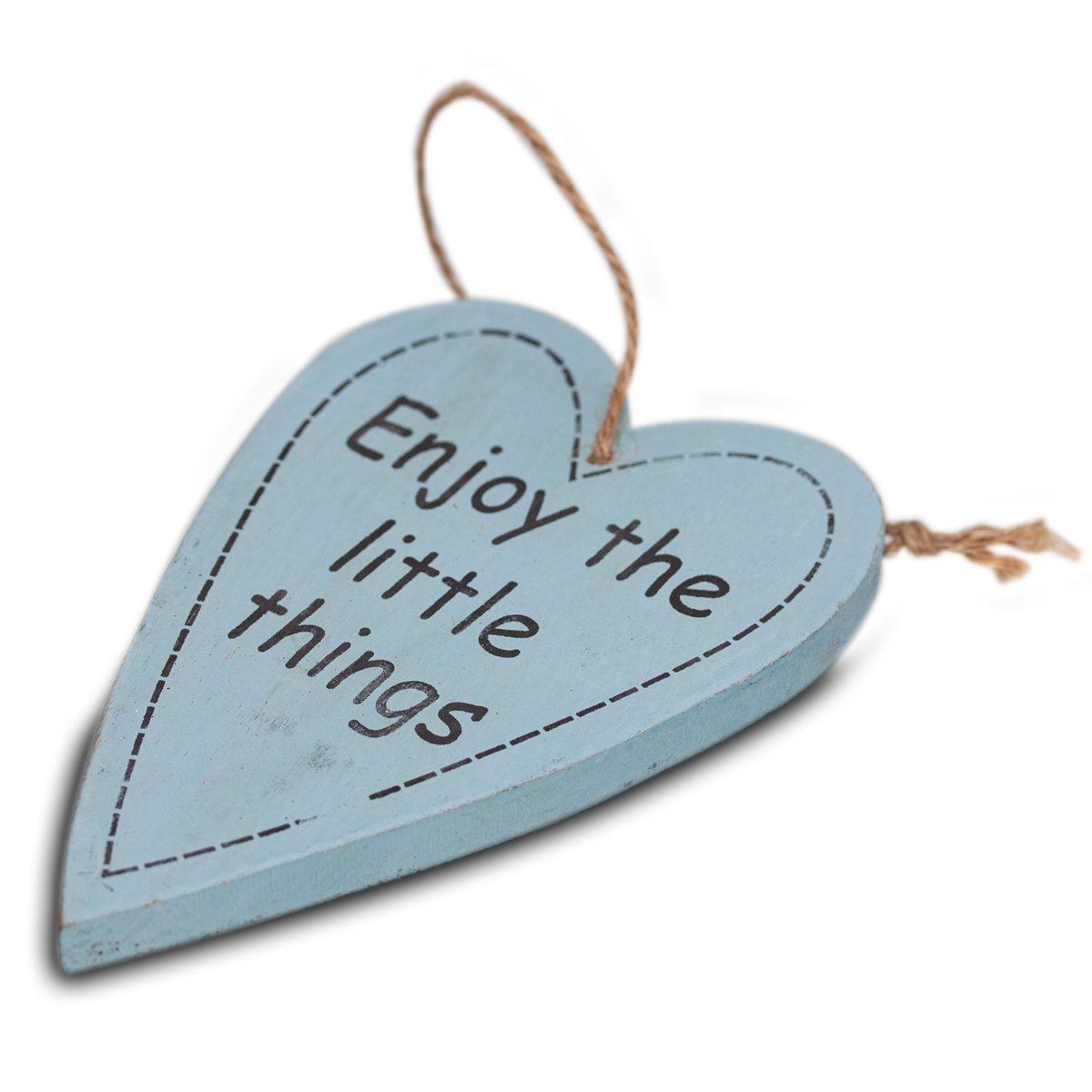Holzherz, Blau, Motiv 'Enjoy', Lackiert, Dekoration