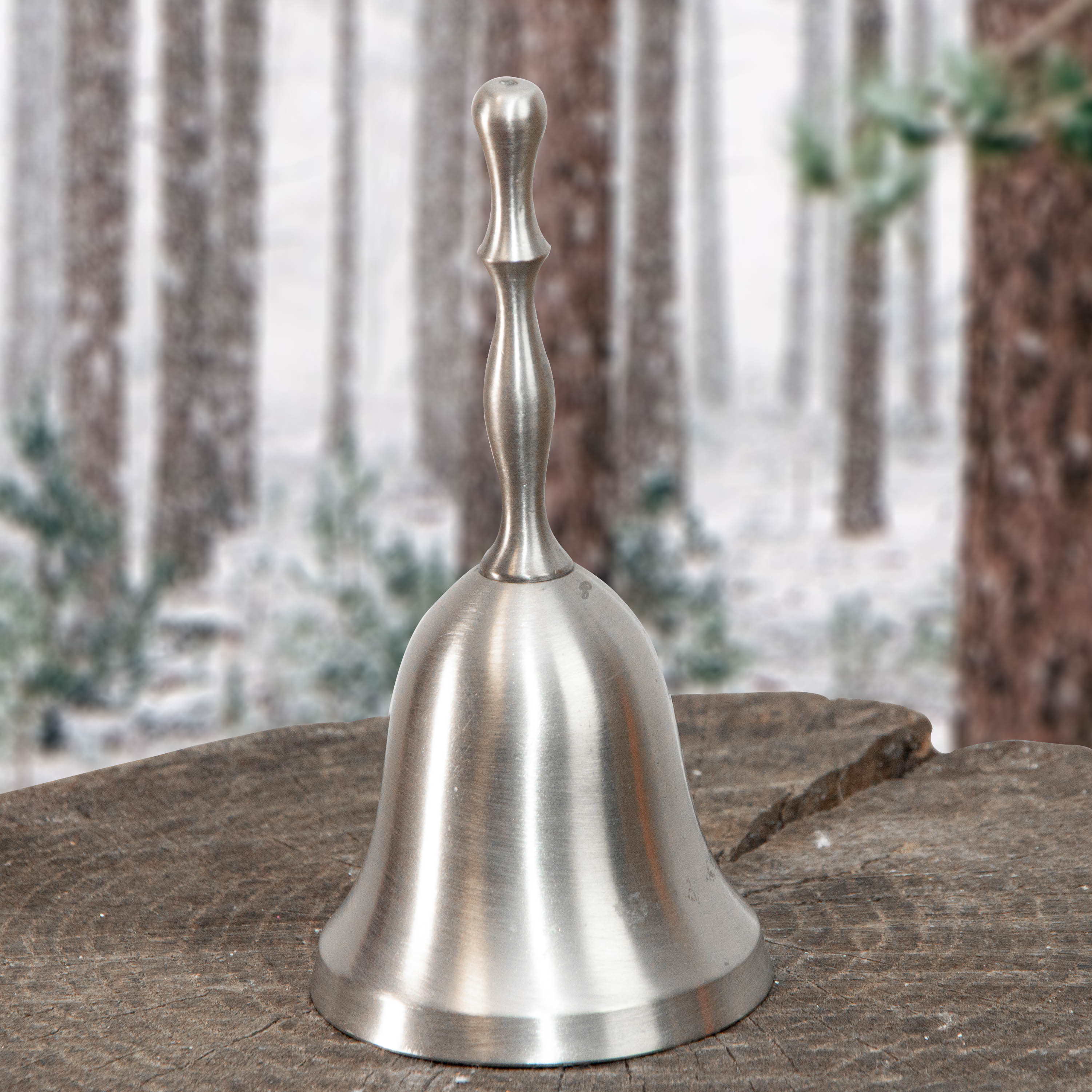 Nostalgische Glocke aus Aluminium, silbern, Tischglocke, Weihnachten