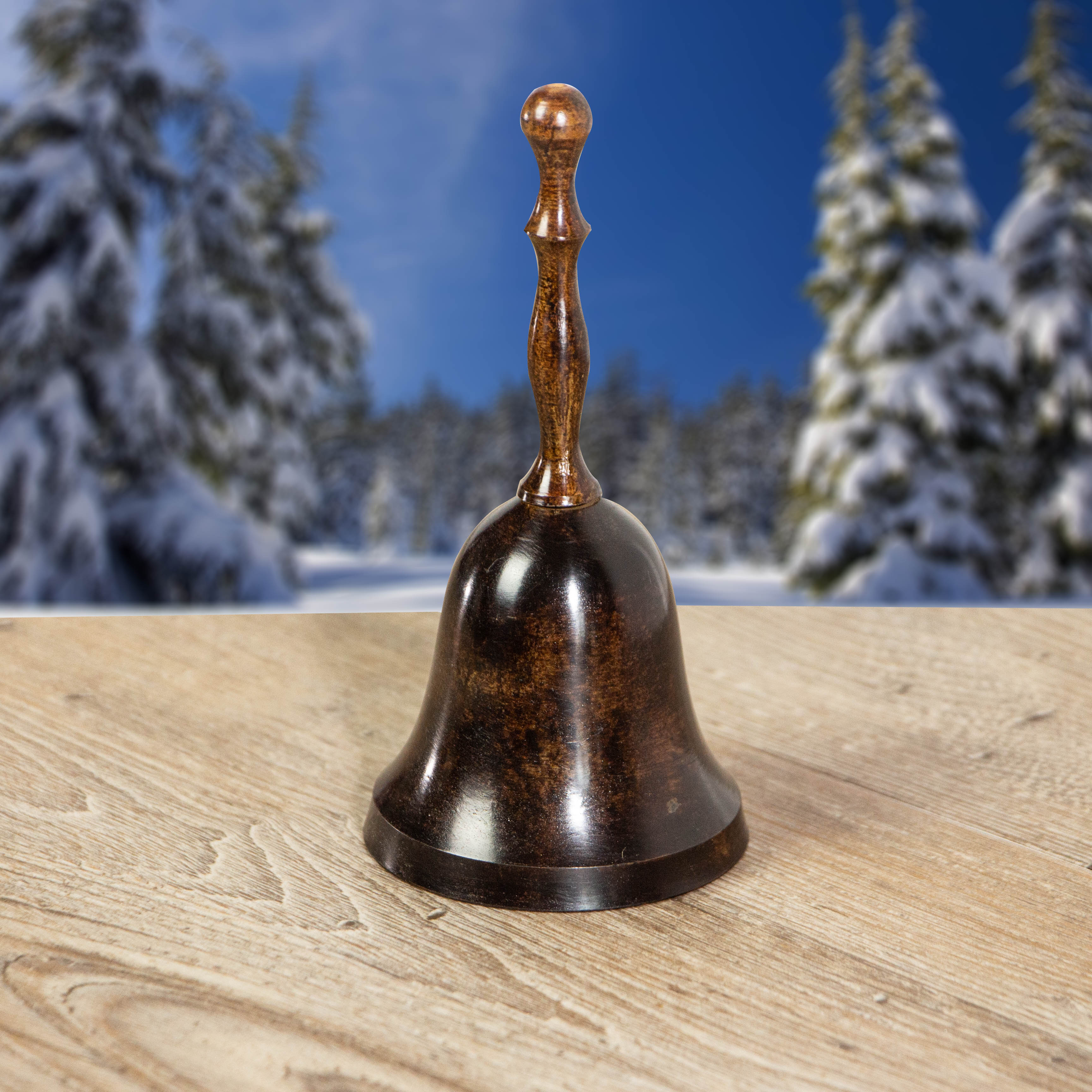 Nostalgische Glocke aus Aluminium, braun, Tischglocke, Weihnachten