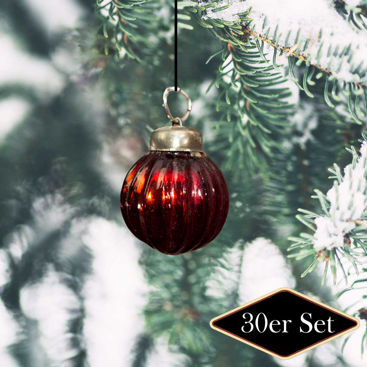 Christbaumkugeln, klein, rot, Baumschmuck, Weihnachten, 30er Set