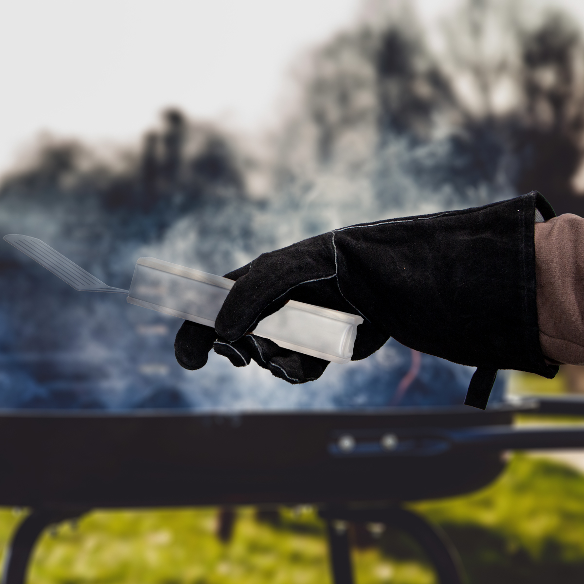 Grill-Handschuh aus Kuhleder, Groß, Schwarz, Grillen