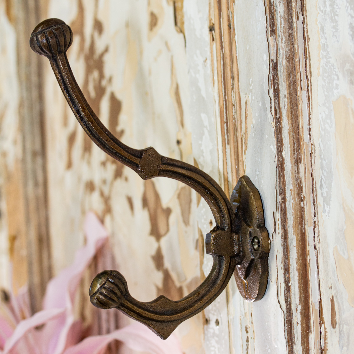 Garderobenhaken aus Messing, sehr groß, Messing patiniert, im antiken Design