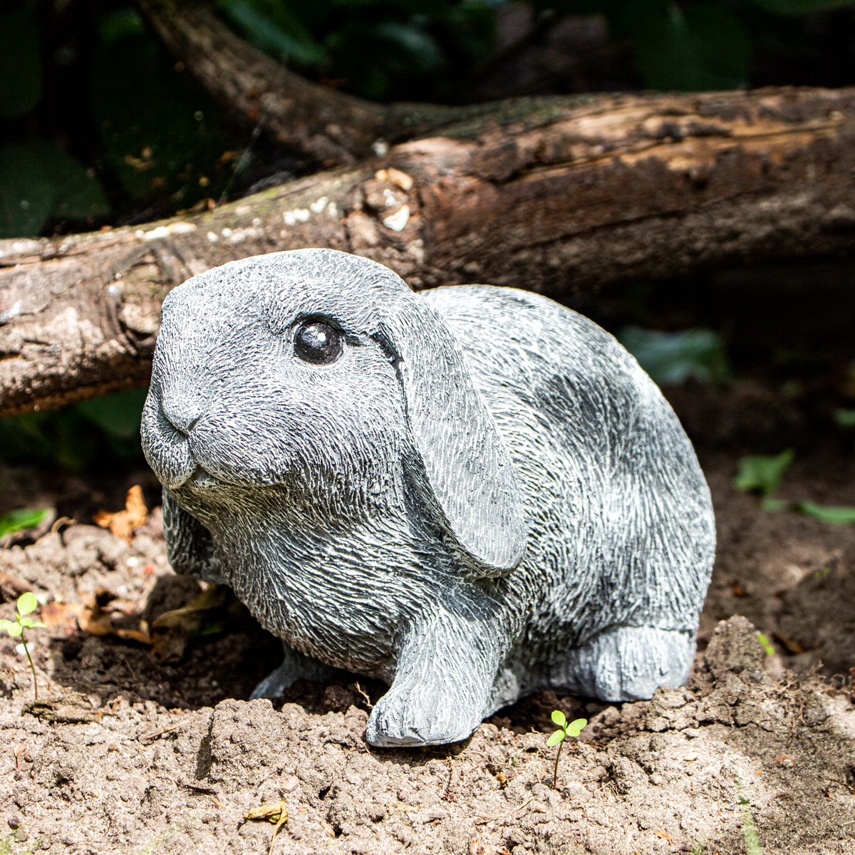 Hase, Skulptur, groß, Widder | Stein, Grau | H 14,0 x B 20,5 cm
