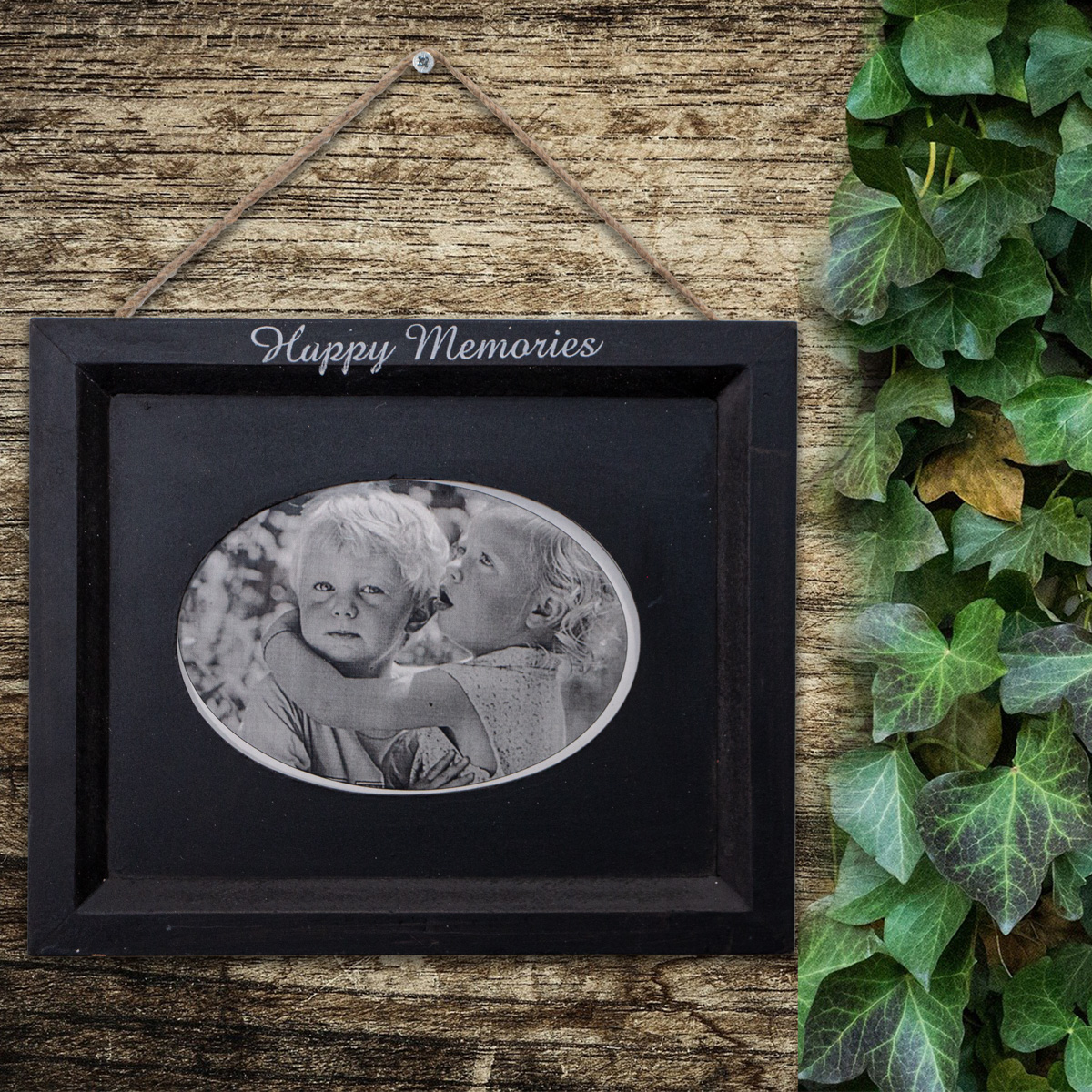 Holzbilderrahmen, Oval, Schwarz, Dekoration, 11x17 cm