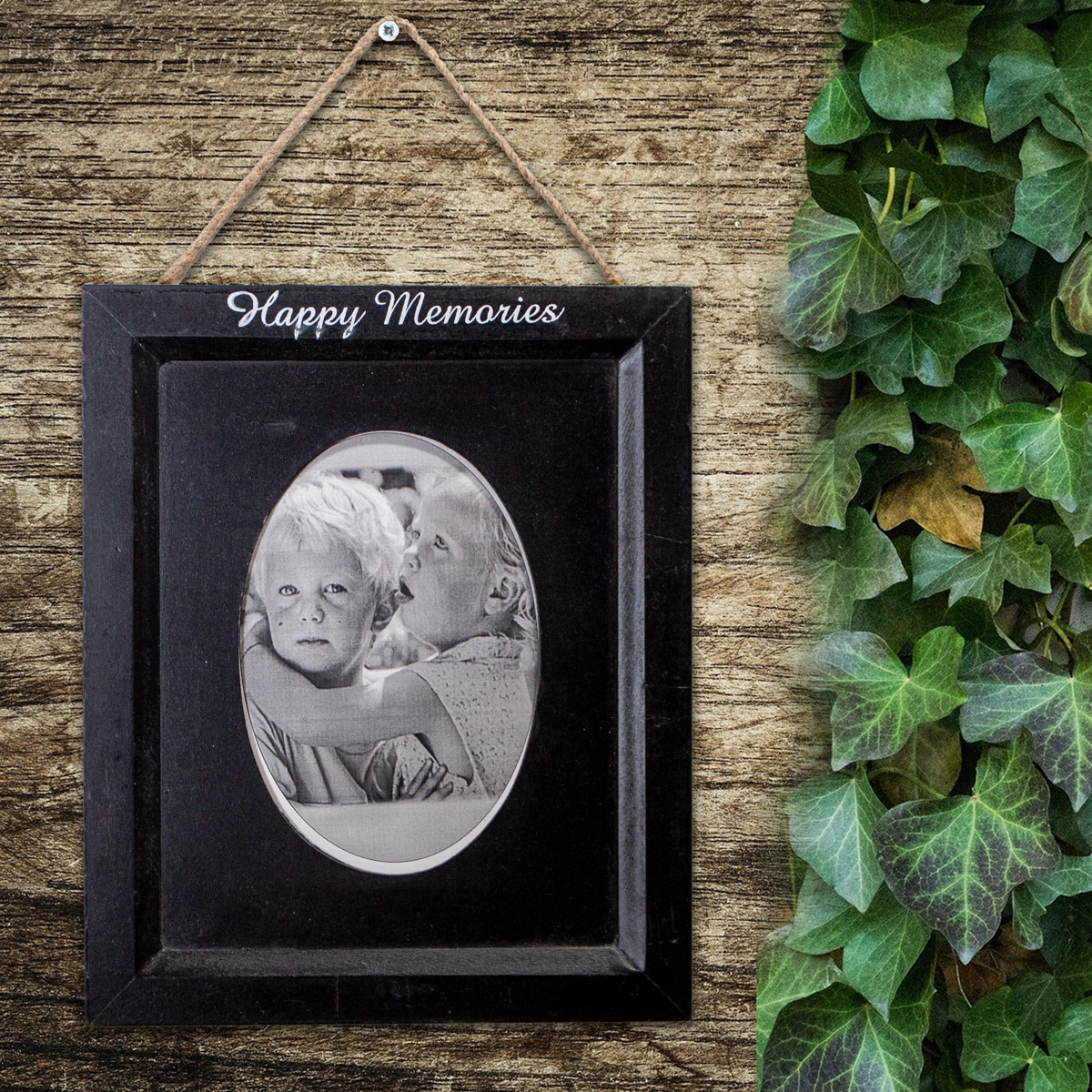 Holzbilderrahmen, Oval, Schwarz, Dekoration, 17x11 cm