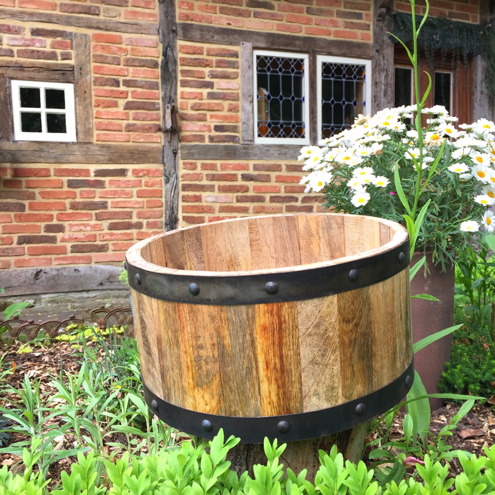 Kübel Pflanzen Holz Fässer halbes Holzfass - Holzfässer Blumenkübel