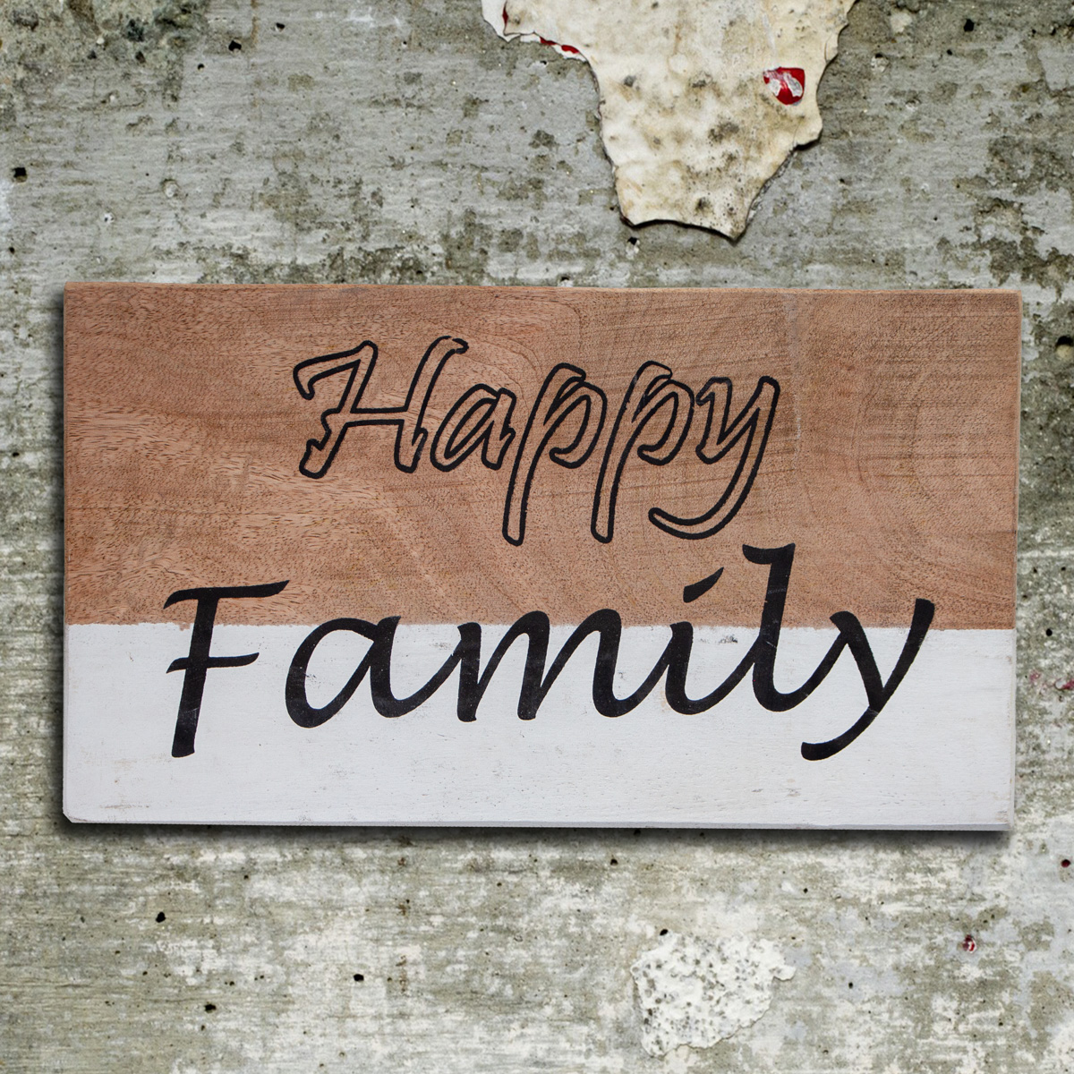 Holzschild, Wand, Family, weiß-braun, Groß, hängend