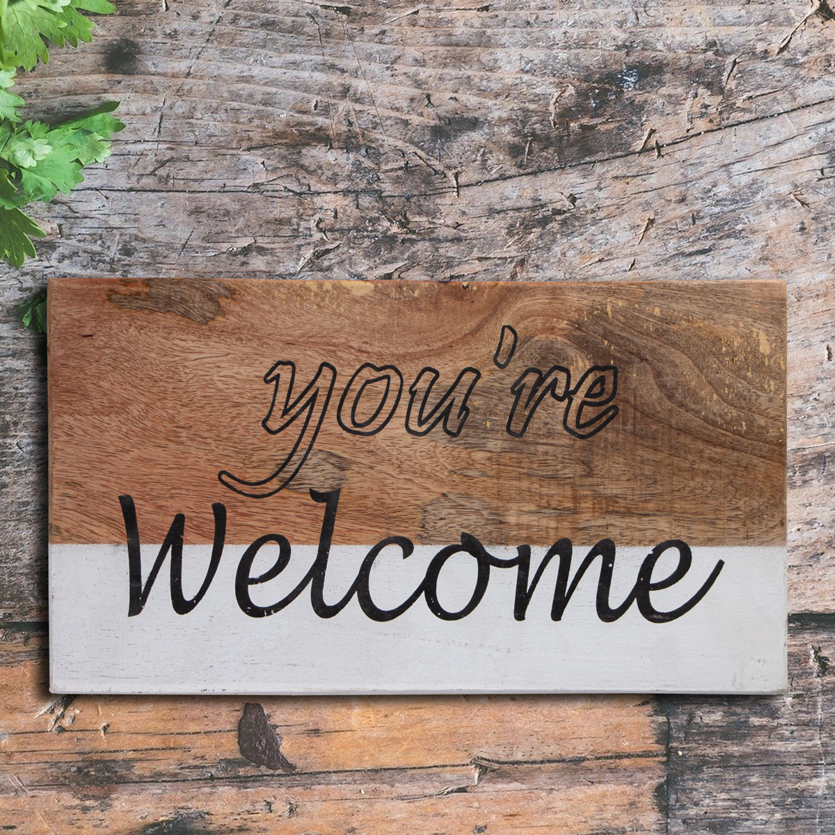 Holzschild, Wand, Welcome, weiß-braun, Groß, hängend