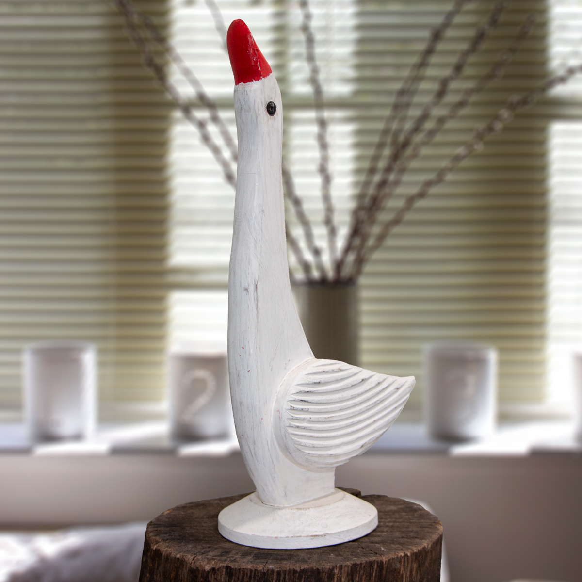 Holzfigur, Gans, Weiß, Tiere, Tierfiguren, Dekoration