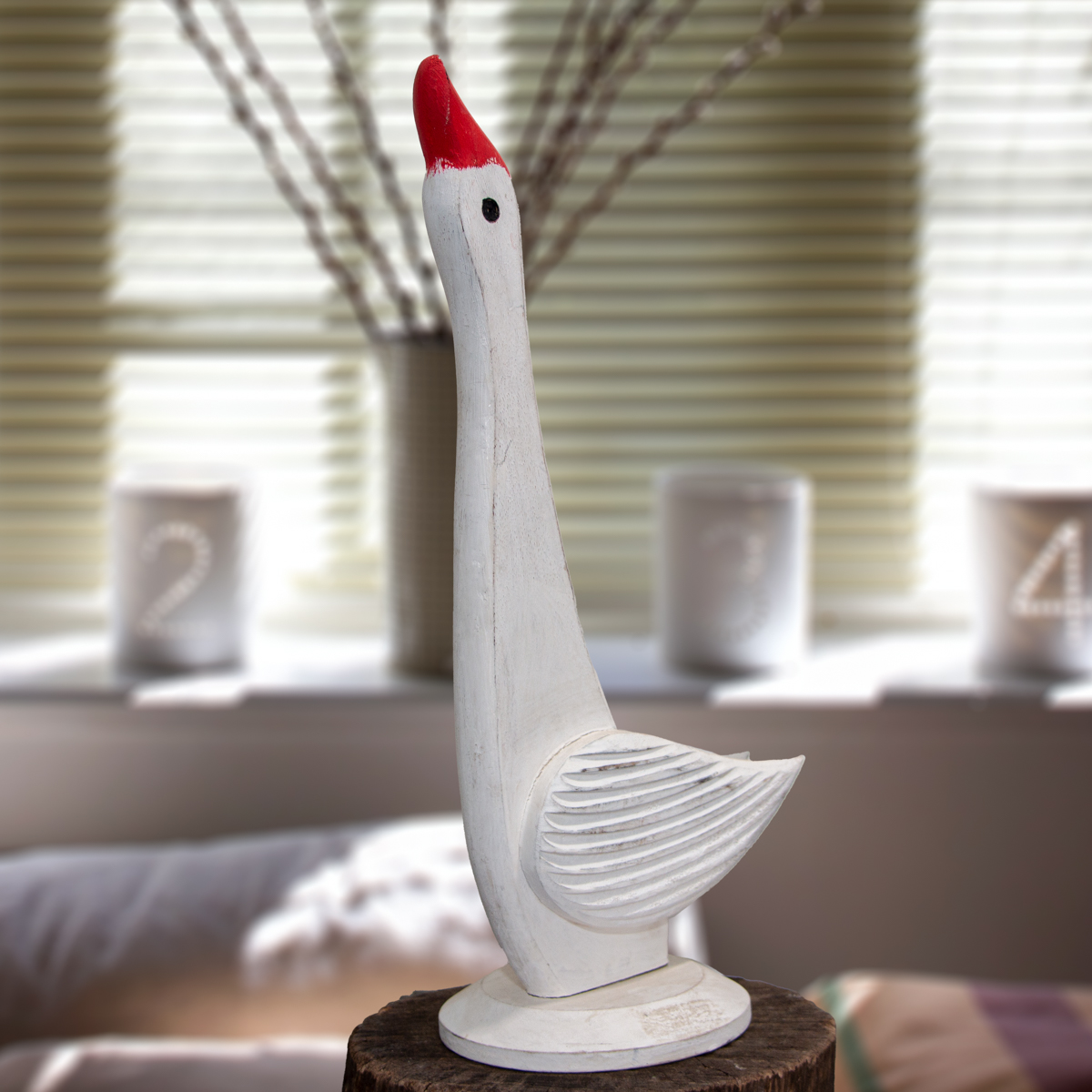 Holzfigur, Gans, Weiß, Klein, Tiere, Tierfiguren, Dekoration