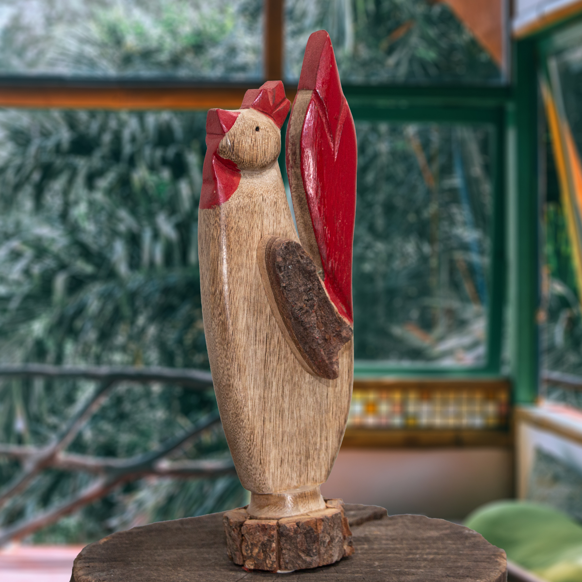 Holzfigur, Hahn, Groß, Tiere, Tierfiguren, Dekoration